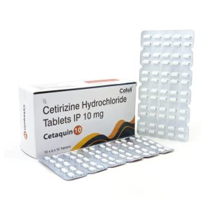 Cetirizine Hydrochloride 10 mg, Cetaquin 10 packaging