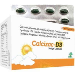 Calcium and Vitamin D3 supplement, labelled Calcizac-D3